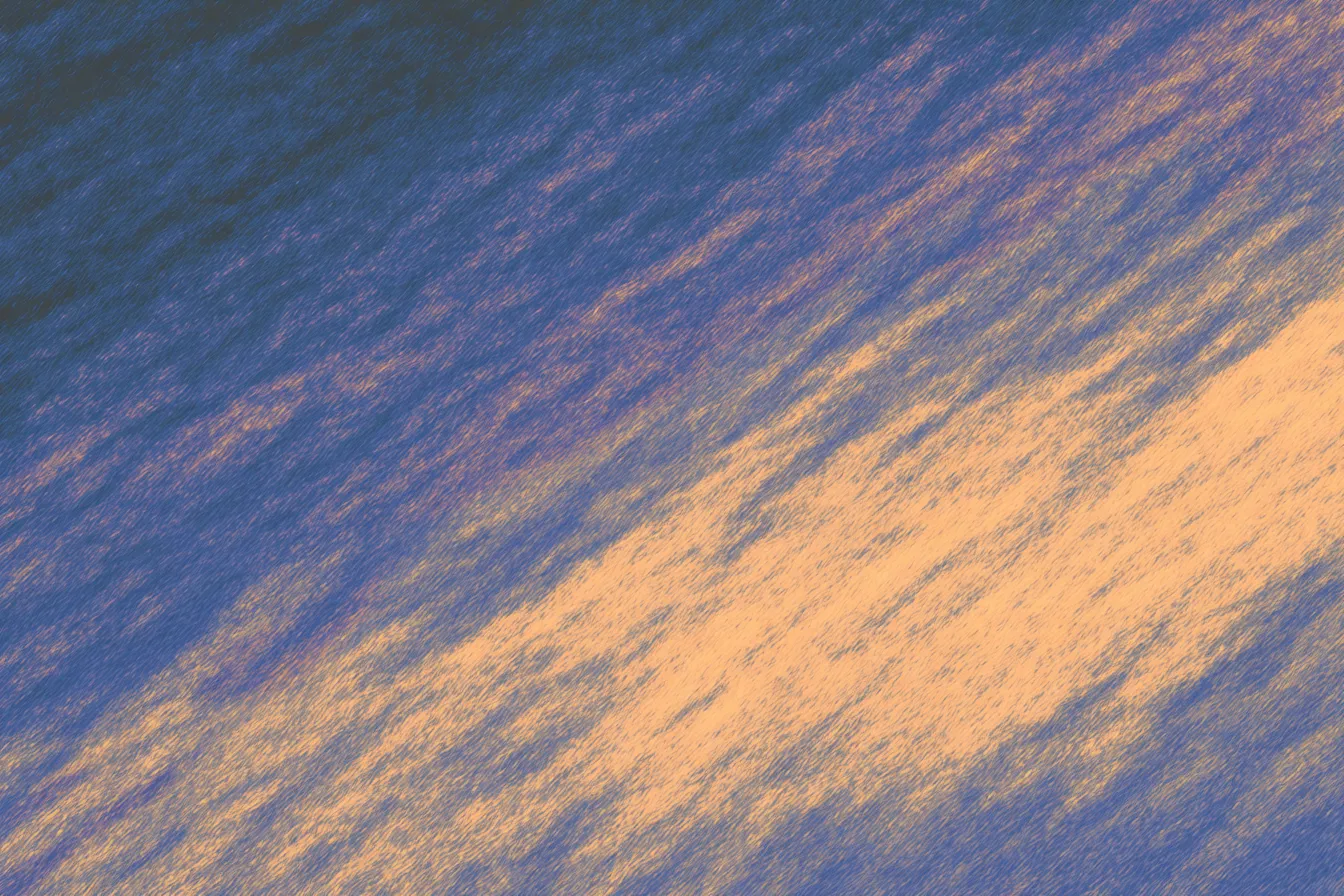 Textura abstracta de trazos diagonales gruesos, azul índigo en la parte superior izquierda y dorado en la parte inferior derecha.